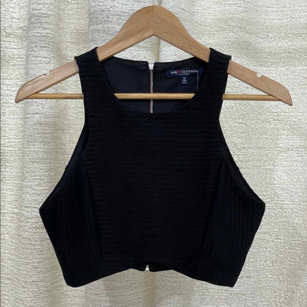 One Clothing Black zippered back crop top